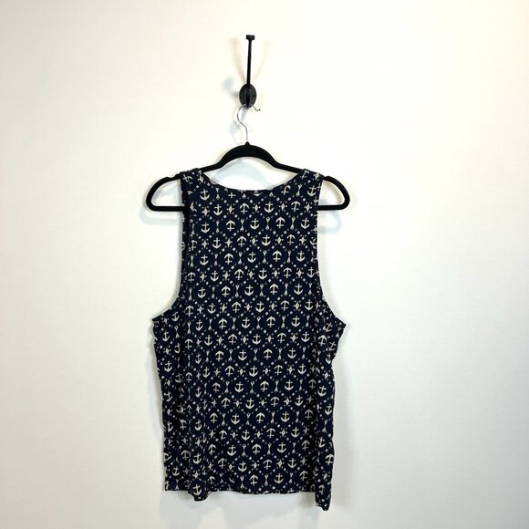 OBEY Propaganda Tank Top Pullover Top Mens Large 100% Cotton Anchor Print Navy - Picture 7 of 9